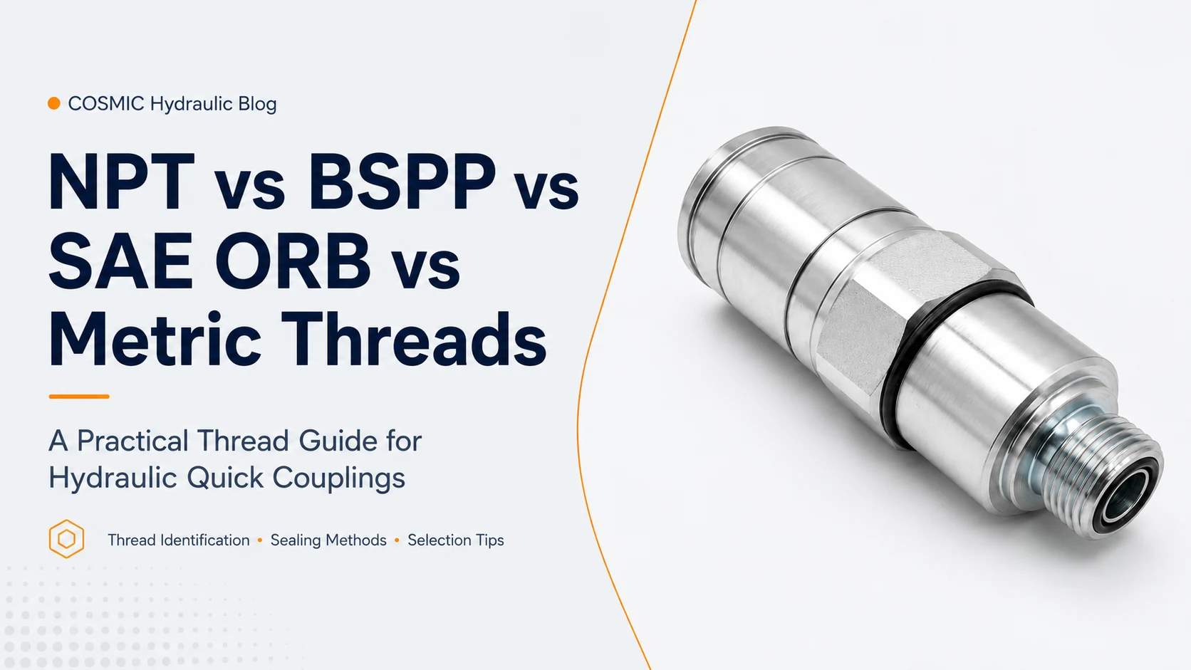 NPT vs BSPP vs SAE ORB vs Metric Threads for Hydraulic Quick Couplings: Identification, Sealing and Selection